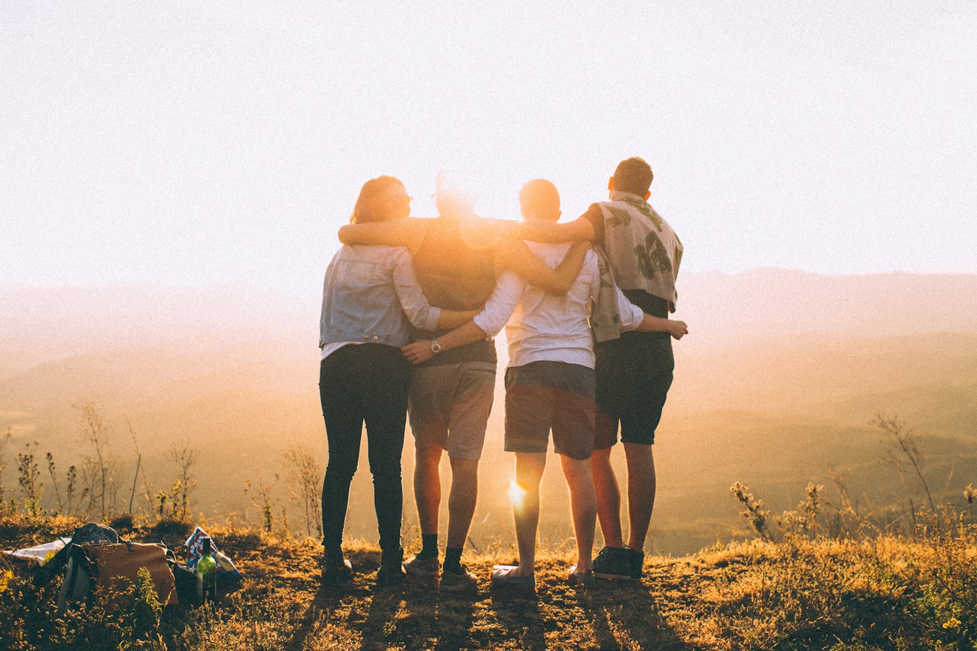 A group of friends together outdoors